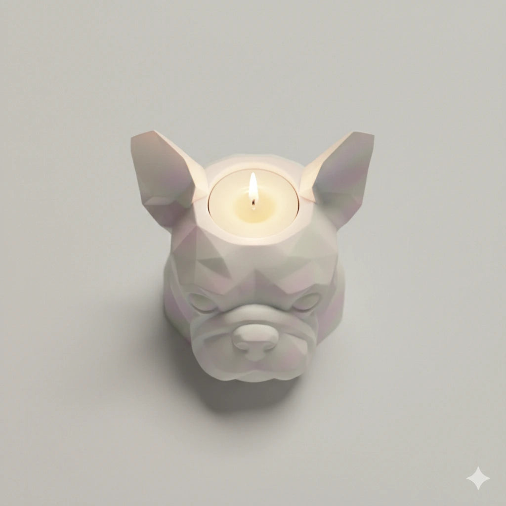 Premium French Bulldog gift - Coastal sea salt candle in artisan stonecast container
