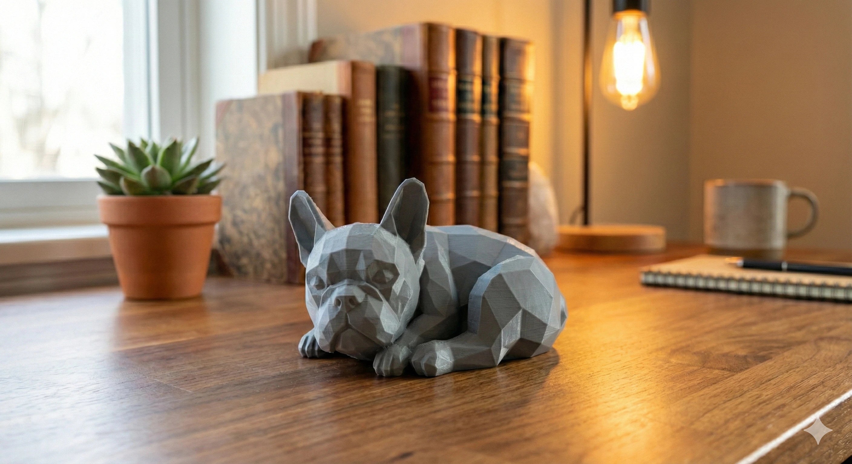 The Sleepy Frenchie: Geometric Desk Companion - Angry Frenchie