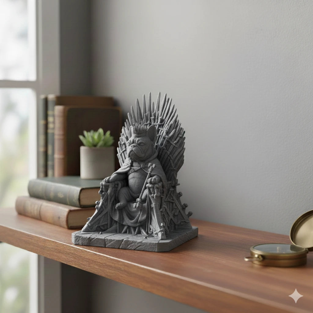 Iron trone 3d printed frenchie - Angry Frenchie