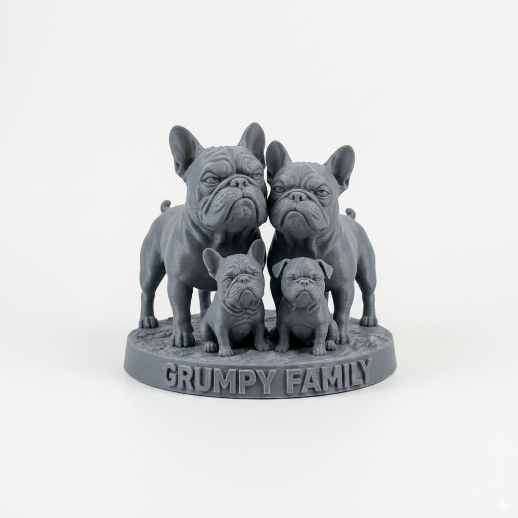 The Grumpy Family: French Bulldog 3D Figurine