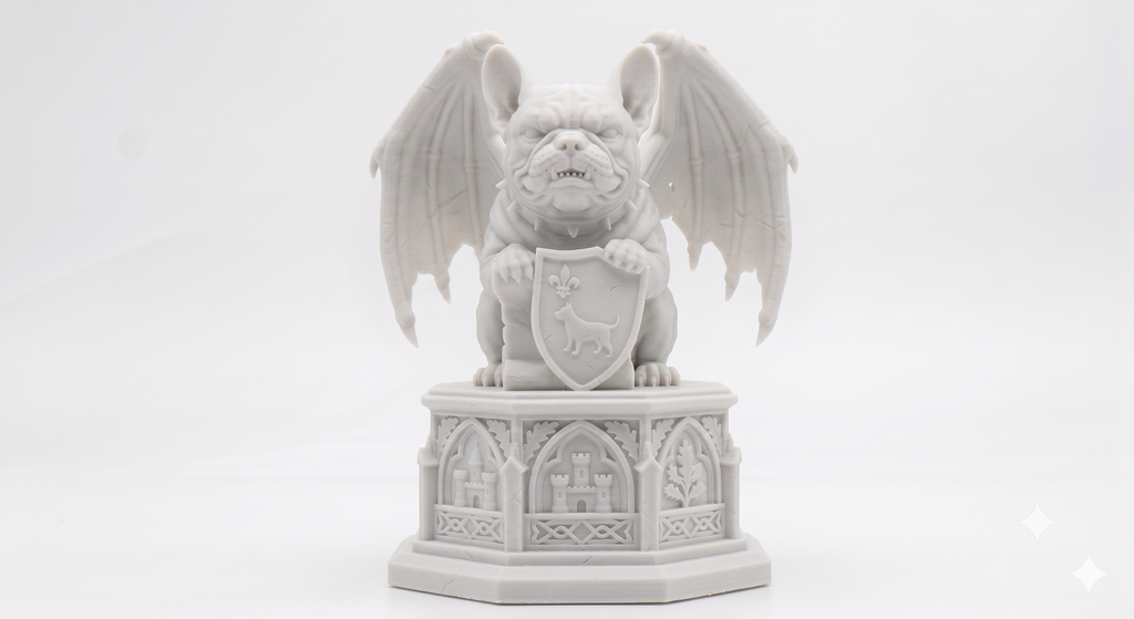 The Gargoyle Frenchie Standing | 20cm 3D Printed French Bulldog | Winged Gargoyle Statue Collectible Gift UK