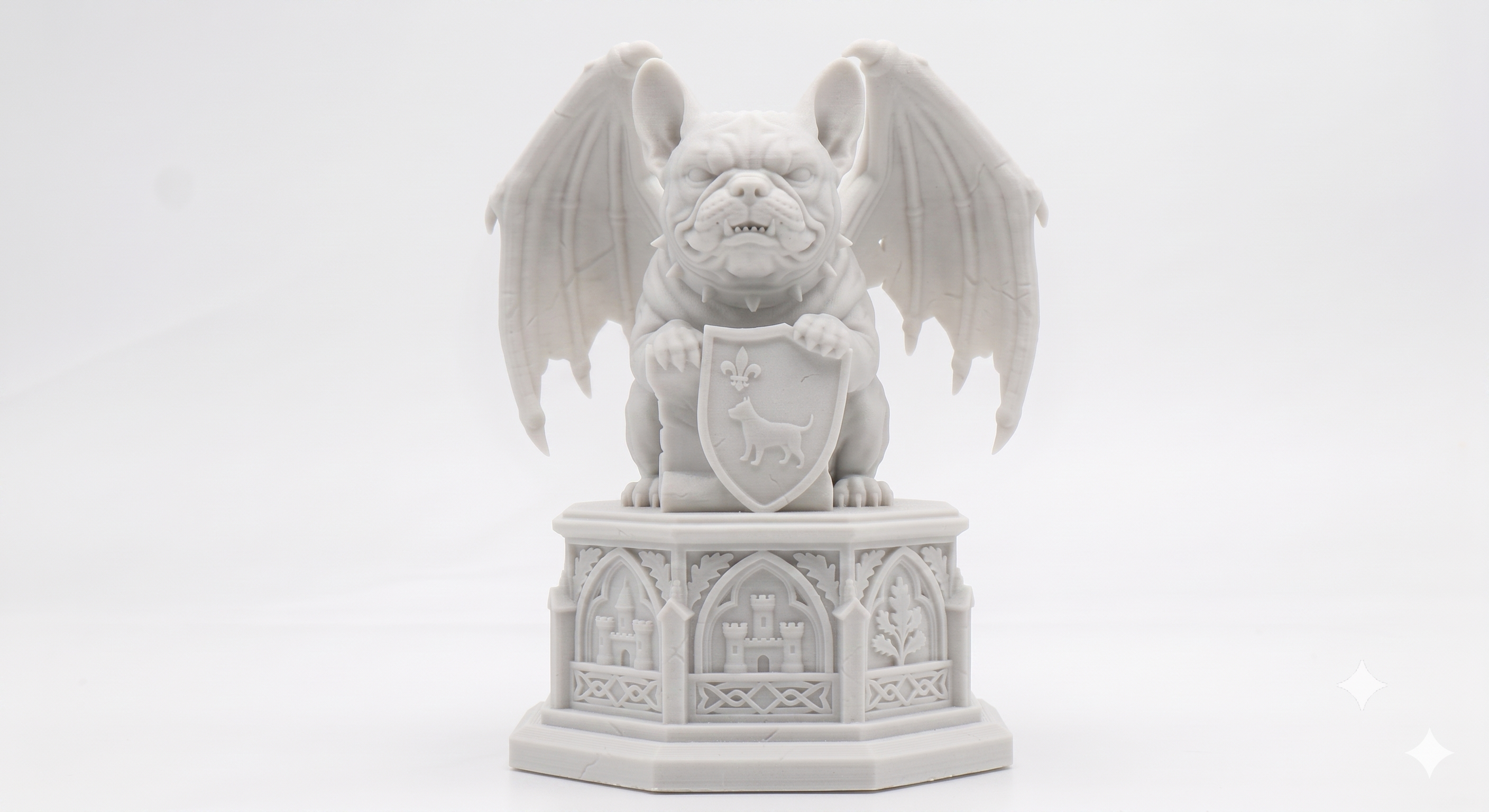 The Gargoyle Frenchie Standing | 20cm 3D Printed French Bulldog | Winged Gargoyle Statue Collectible Gift UK