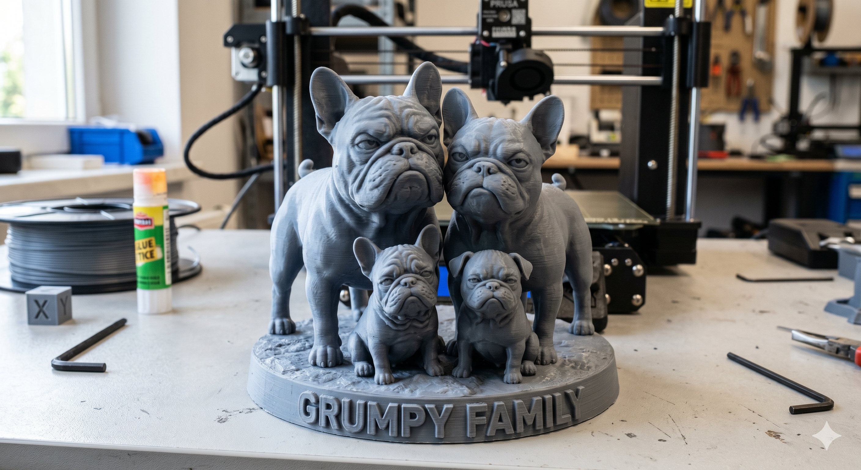 The Grumpy Family: French Bulldog 3D Figurine