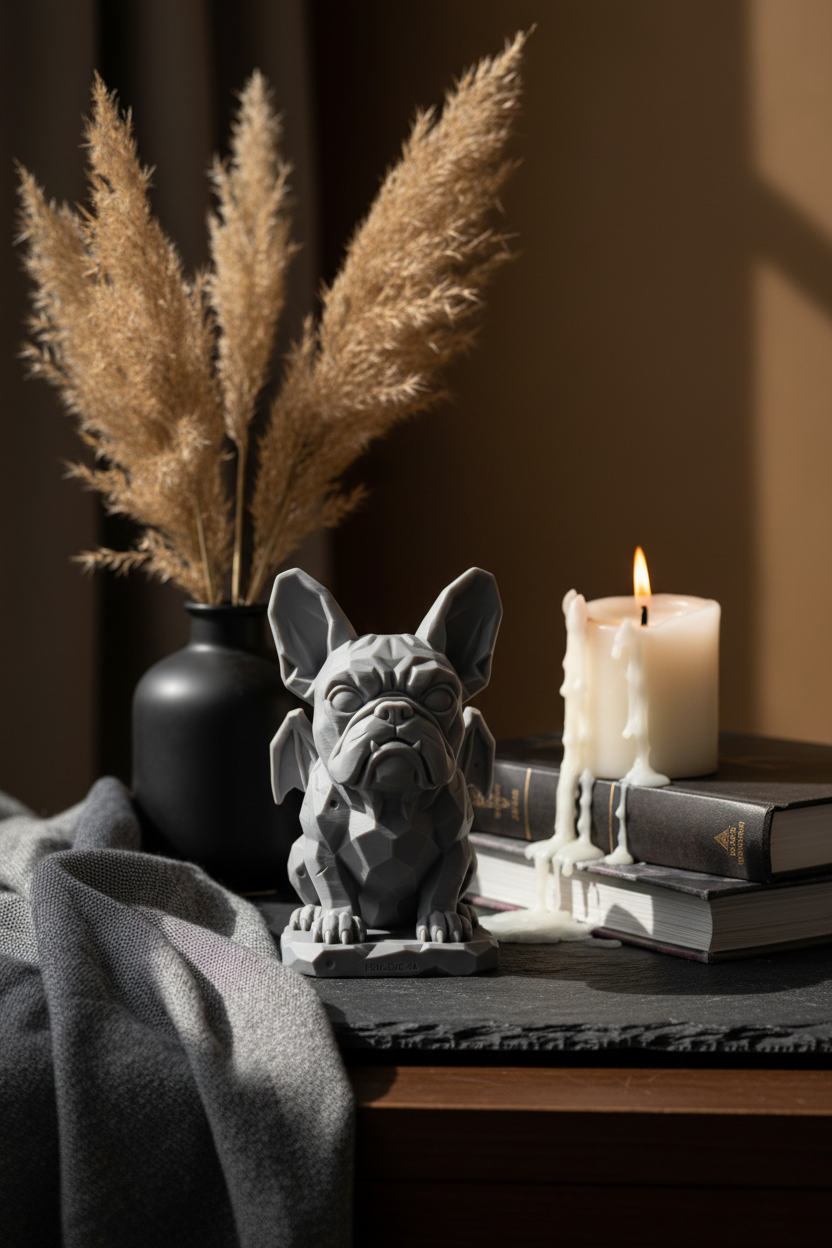 The Gargoyle Frenchie | 20cm 3D Printed French Bulldog | Gothic Winged Gargoyle Collectible Gift UK