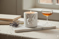 Artisan French Bulldog Stonecast Candle | Wooden Wick | Speckled Cream Or: The Stoneware Frenchie Candle - Wood Wick - Angry Frenchie