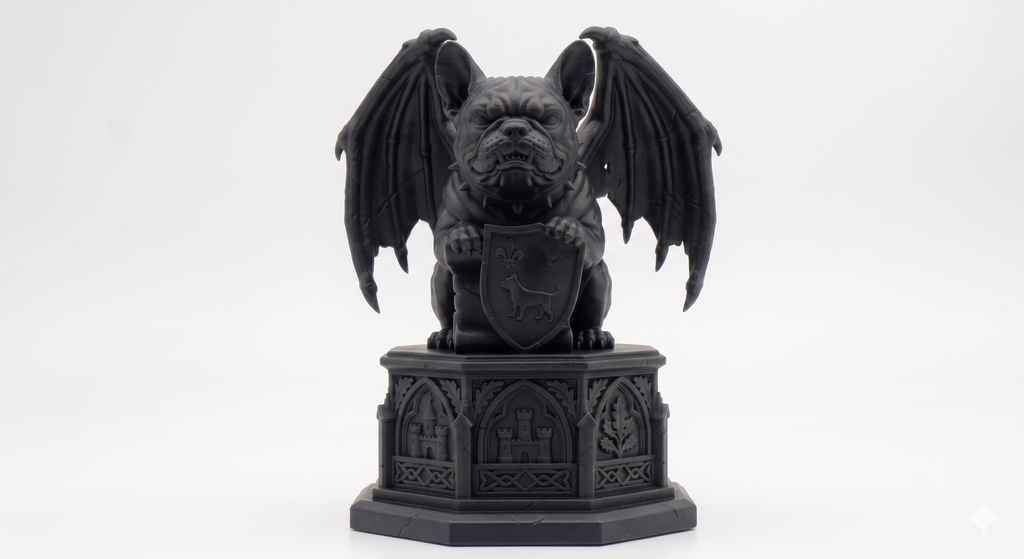 The Gargoyle Frenchie Standing | 20cm 3D Printed French Bulldog | Winged Gargoyle Statue Collectible Gift UK