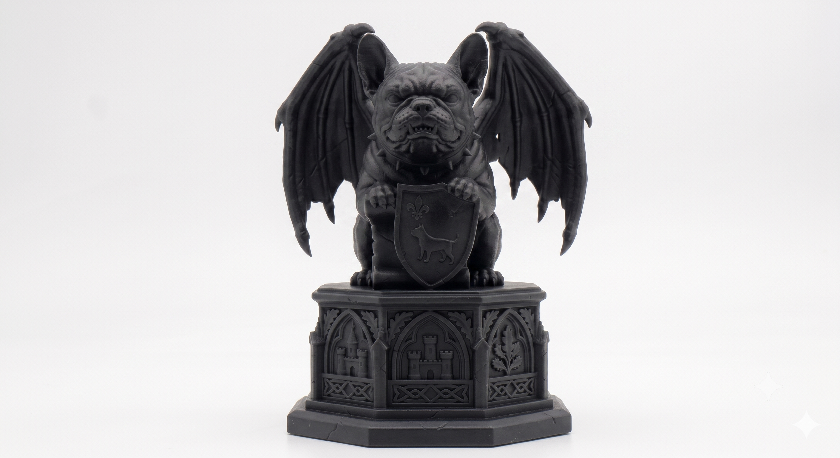 The Gargoyle Frenchie Standing | 20cm 3D Printed French Bulldog | Winged Gargoyle Statue Collectible Gift UK