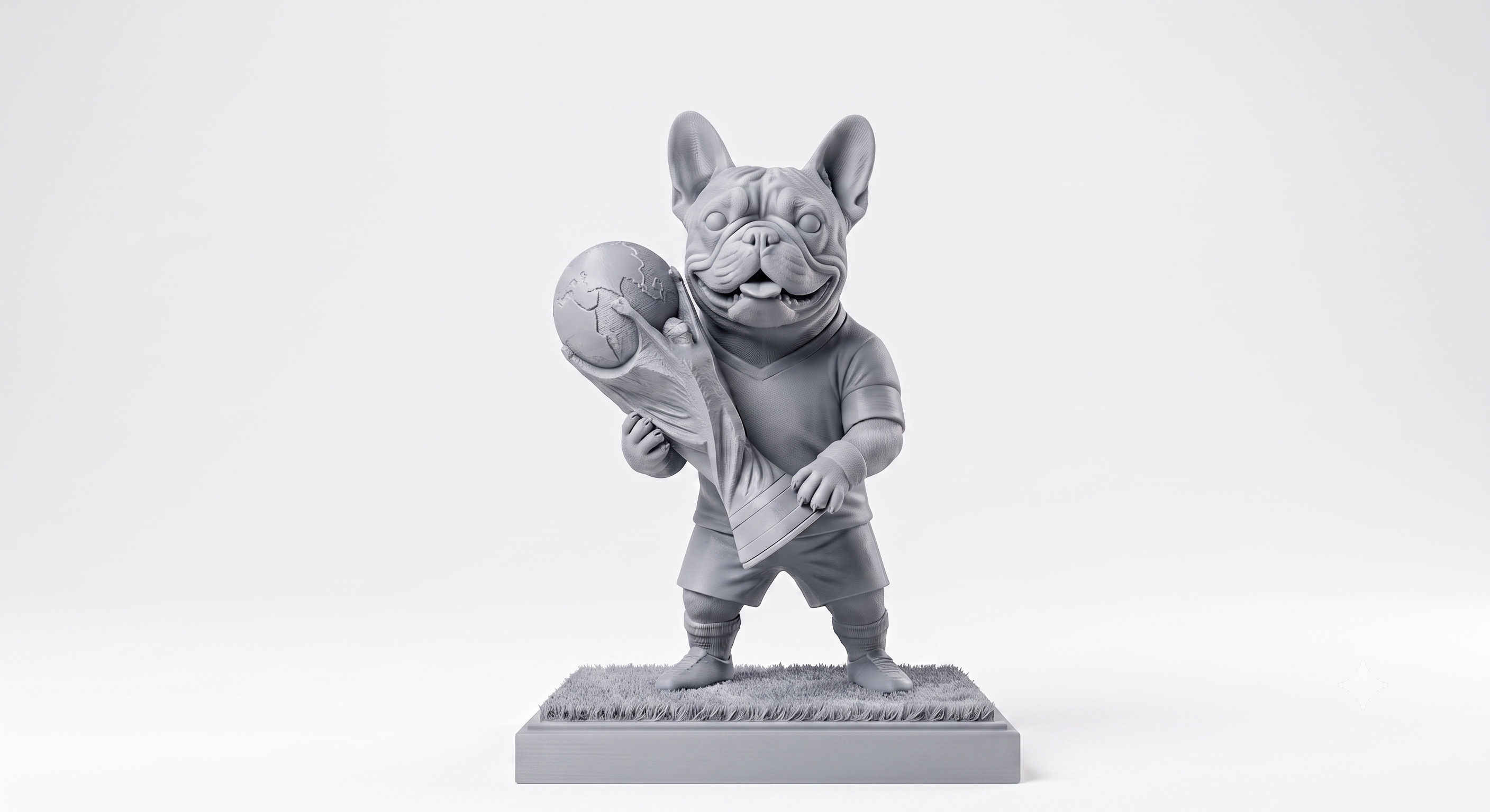 The World Cup Frenchie | 20cm 3D Printed French Bulldog | Football Trophy Figurine Collectible Gift UK