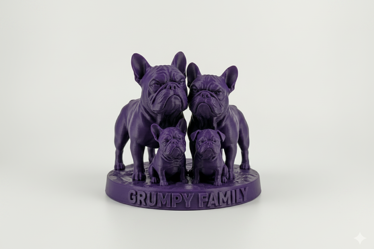 The Grumpy Family: French Bulldog 3D Figurine