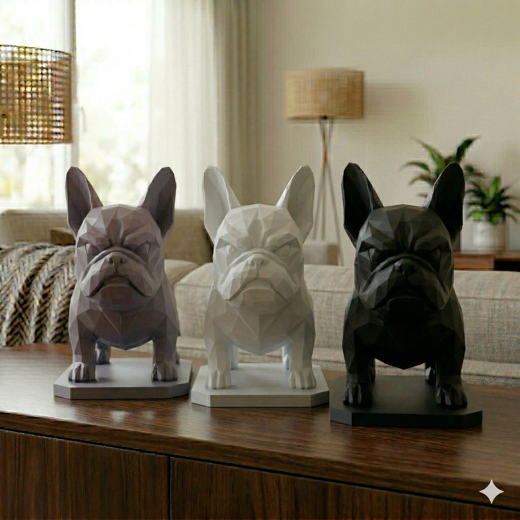 The Angry Frenchie Geometric Statue