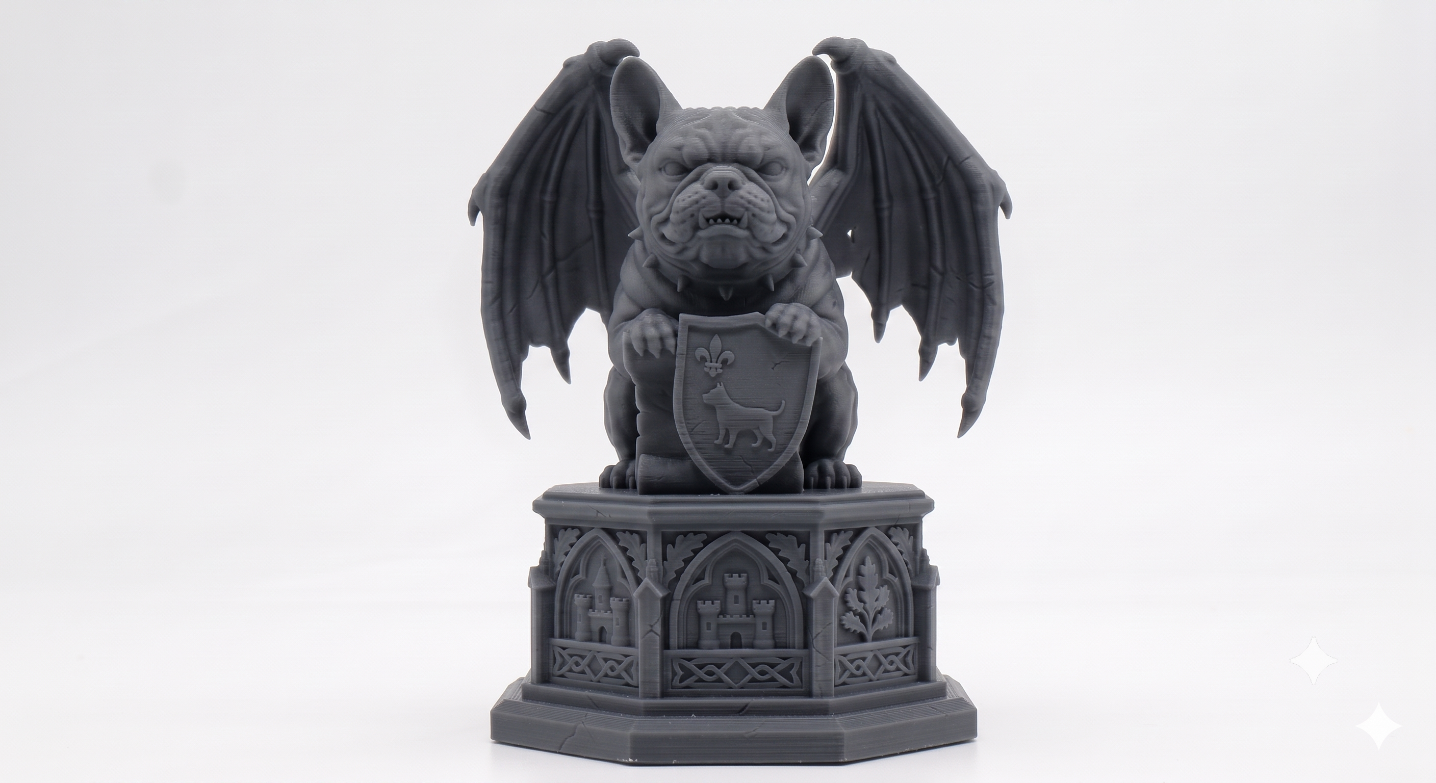 The Gargoyle Frenchie Standing | 20cm 3D Printed French Bulldog | Winged Gargoyle Statue Collectible Gift UK