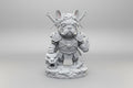 "Witcher French Bulldog figurine 3D printed grey front view - Geralt collectible