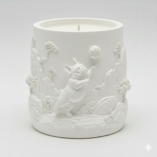 Blackcurrant and rose scented candle in handcrafted stonecast French Bulldog head container