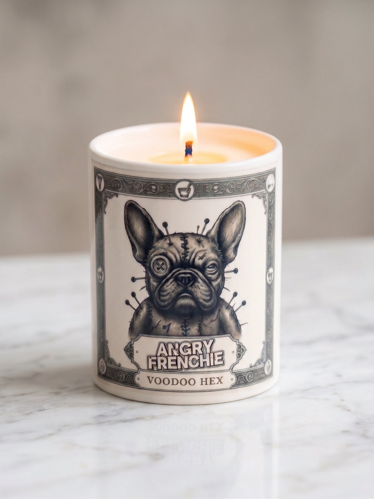 Voodoo Hex Halloween Candle | Burning Broomstick